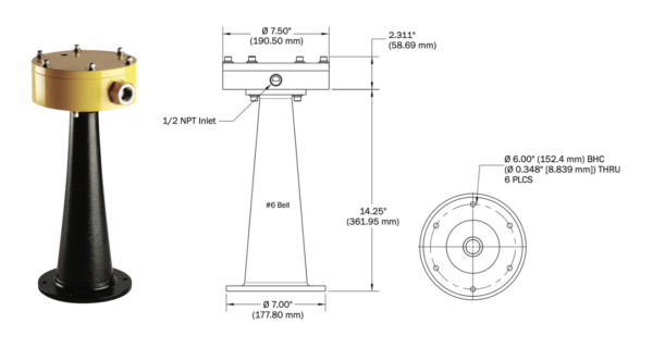 AcoustiClean® Sonic Horn Model ACL 17220 Dimensional Drawing - Facto Components Co., Ltd. (Thailand) - @factocomps